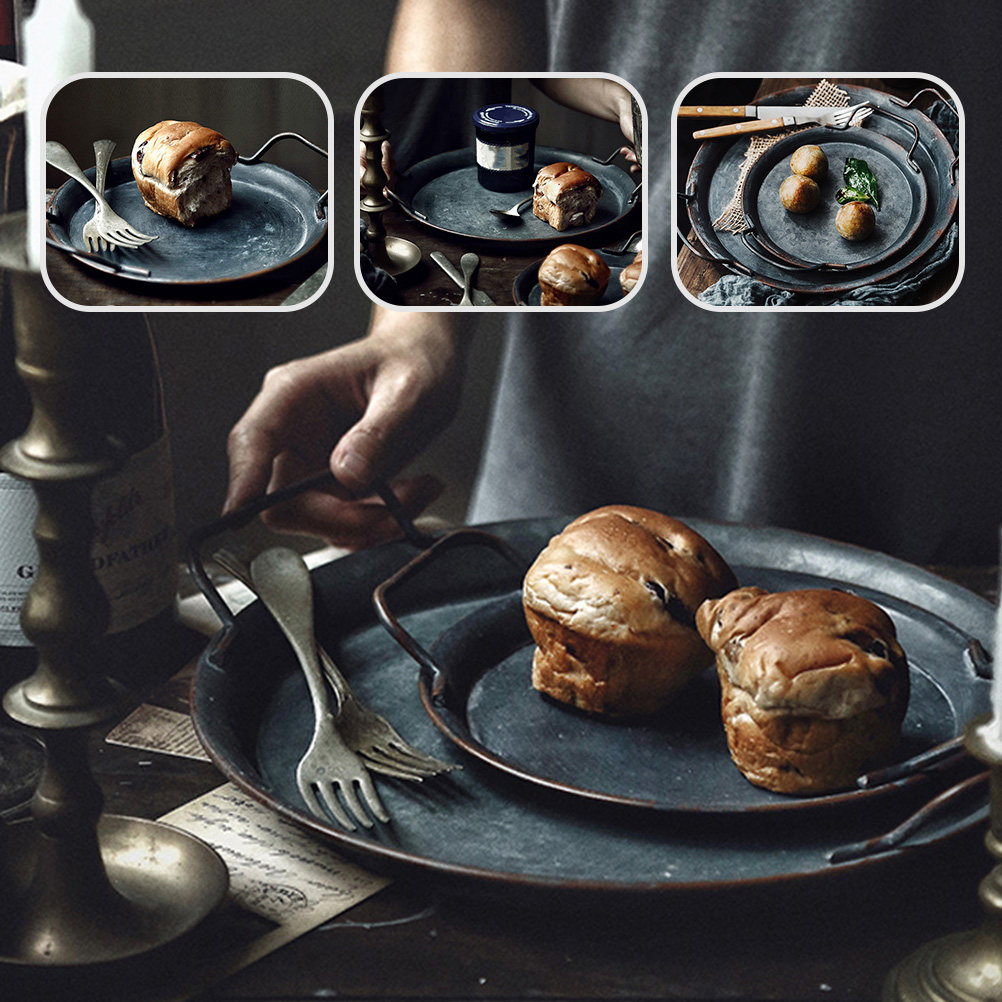 Food Snacks With Iron - 1Pcs Rustic Iron Storage Tray Creative