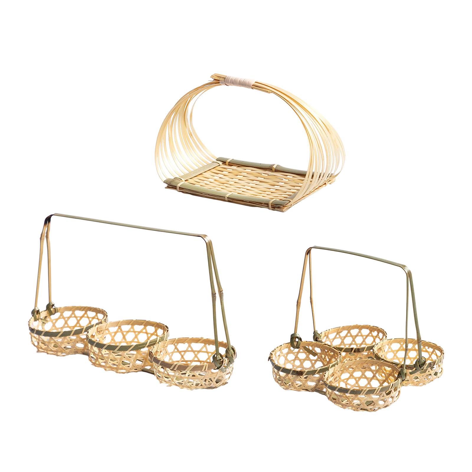 Snacks Food Gift Baskets - Bamboo Handwoven Dessert Basket Multipurpose Snack