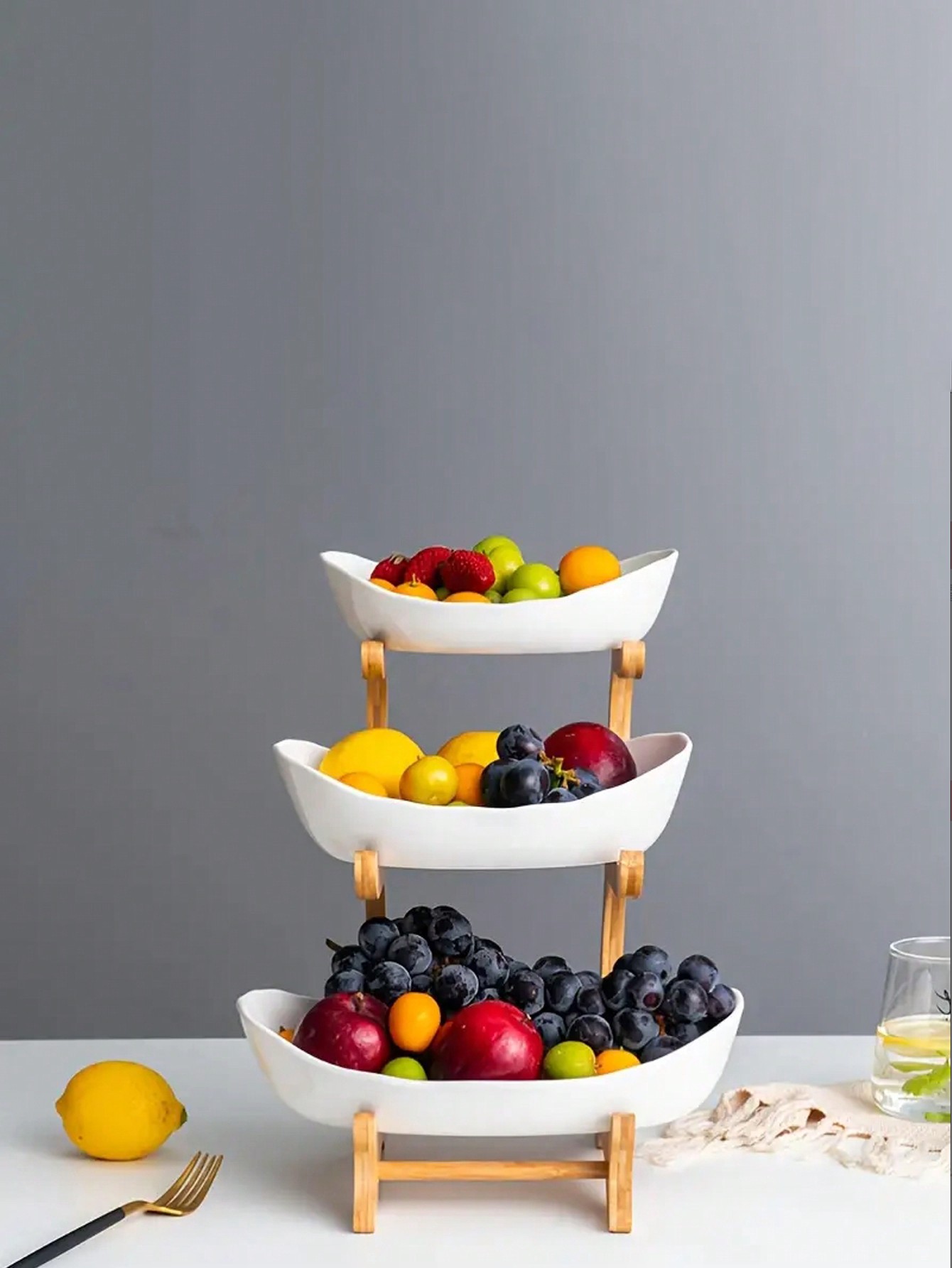 Luxury 3-Tier Wooden Fruit Bas - Snacks Food Gift Baskets 评论和价格