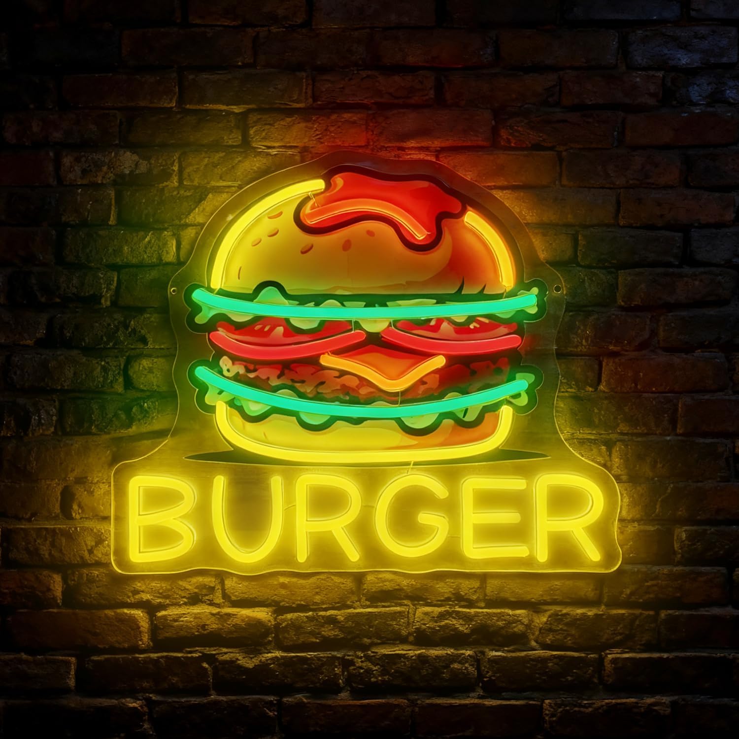 Burger Neon Sign, LED Hamburge - Food Snacks Restaurant 评论和价格