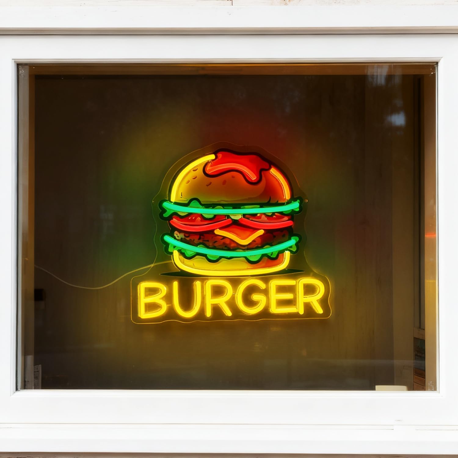 Burger Neon Sign, LED Hamburge - Food Snacks Restaurant 评论和价格