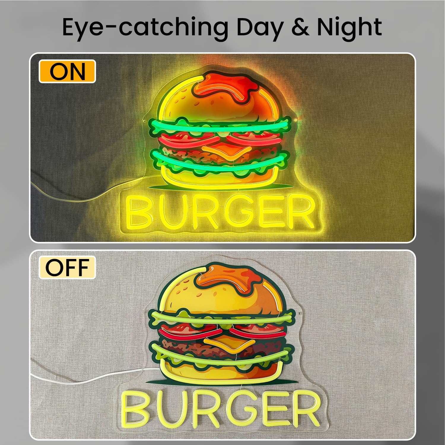 Burger Neon Sign, LED Hamburge - Food Snacks Restaurant 评论和价格