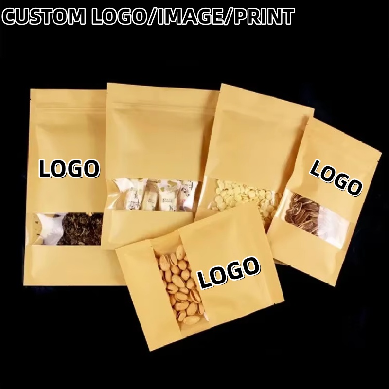Flat Bottom Kraft Paper Ziploc - Food Snacks Logos 评论和价格
