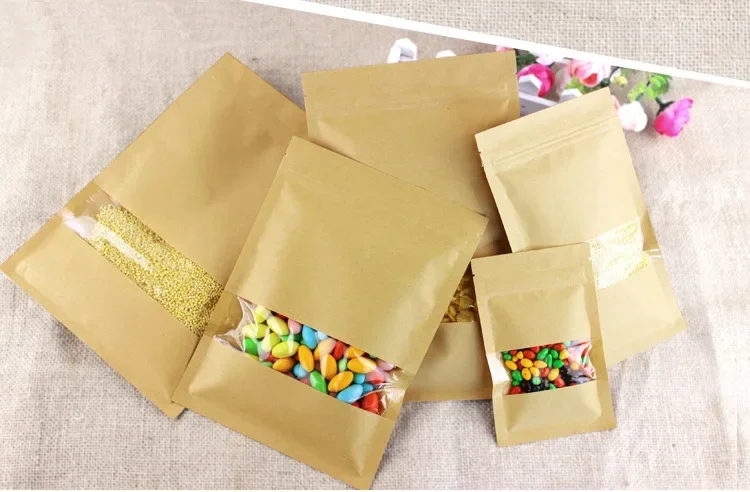 Flat Bottom Kraft Paper Ziploc - Food Snacks Logos 评论和价格