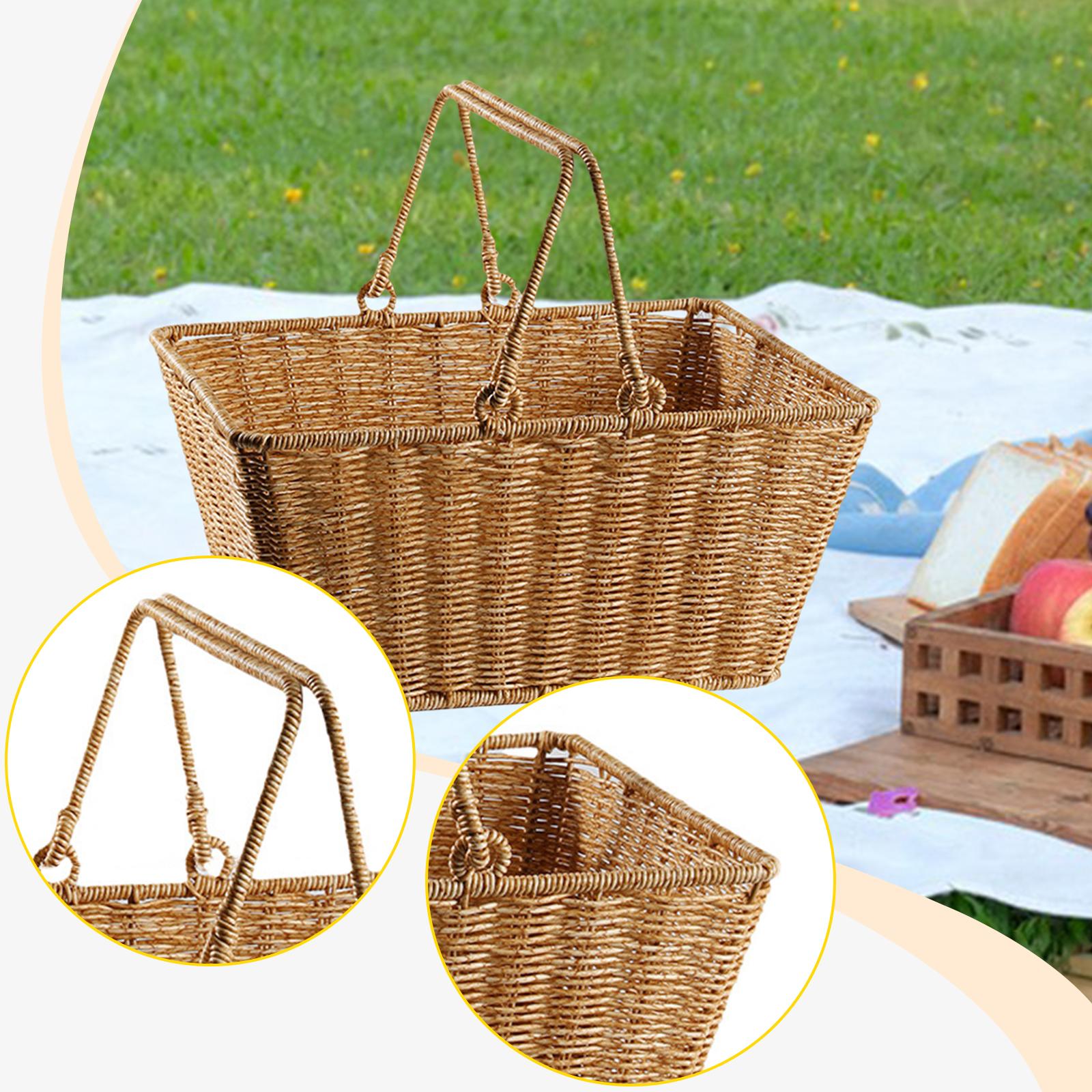 Picnic Storage Basket with Han - Snacks Food Gift Baskets 评论和价格