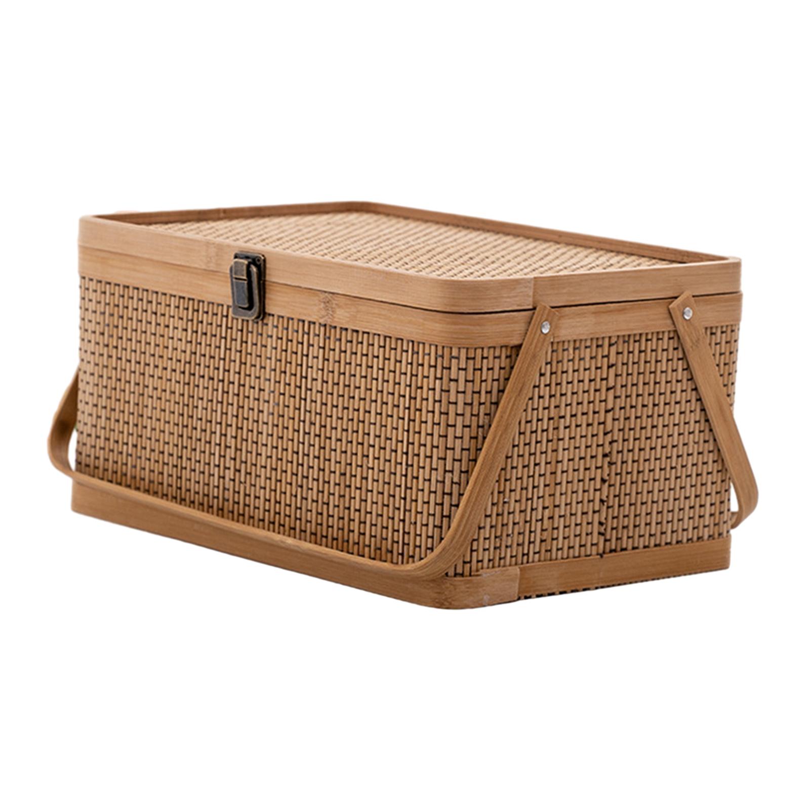 Handcrafted Bamboo Picnic Bask - Snacks Food Hamper Basket 评论和价格