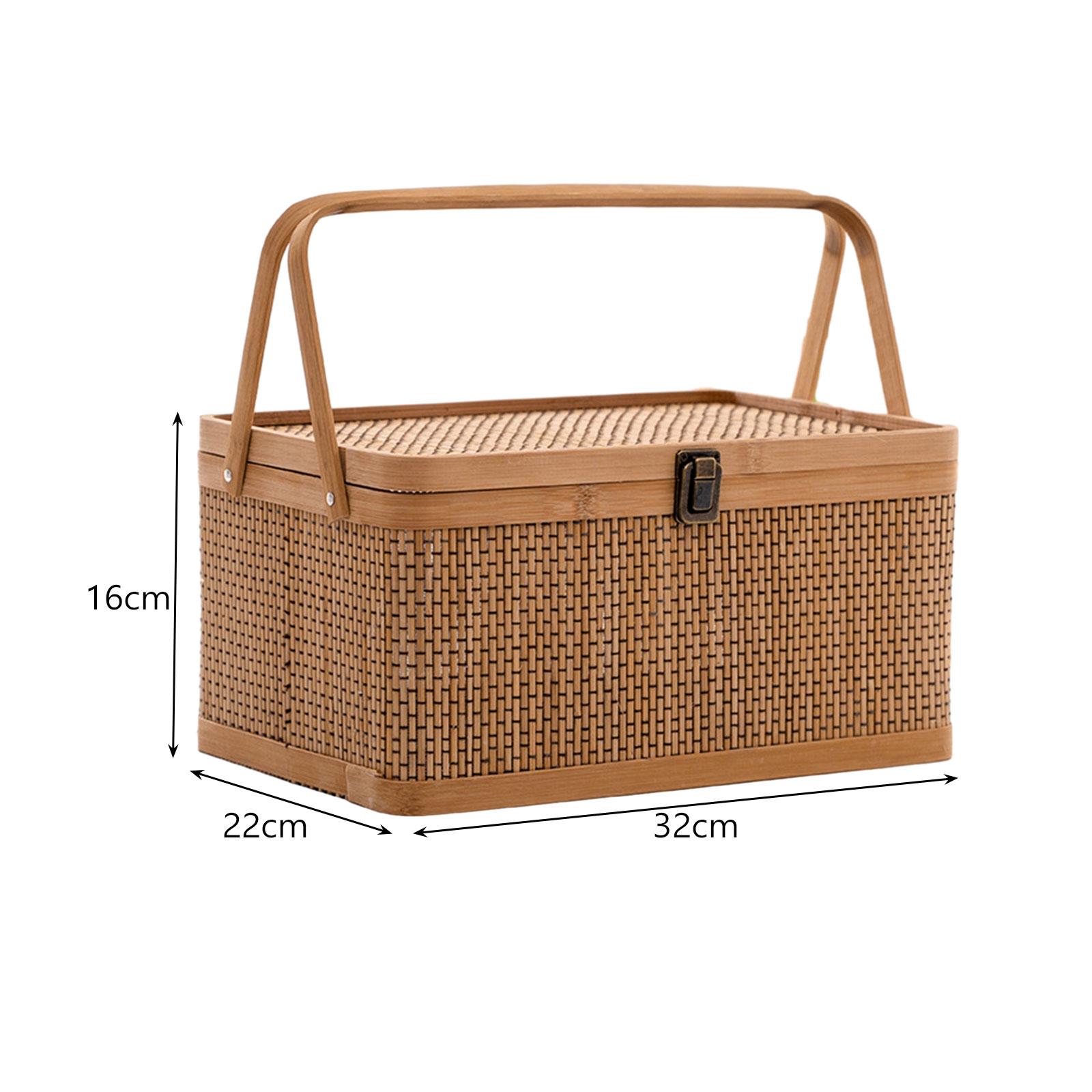 Handcrafted Bamboo Picnic Bask - Snacks Food Hamper Basket 评论和价格