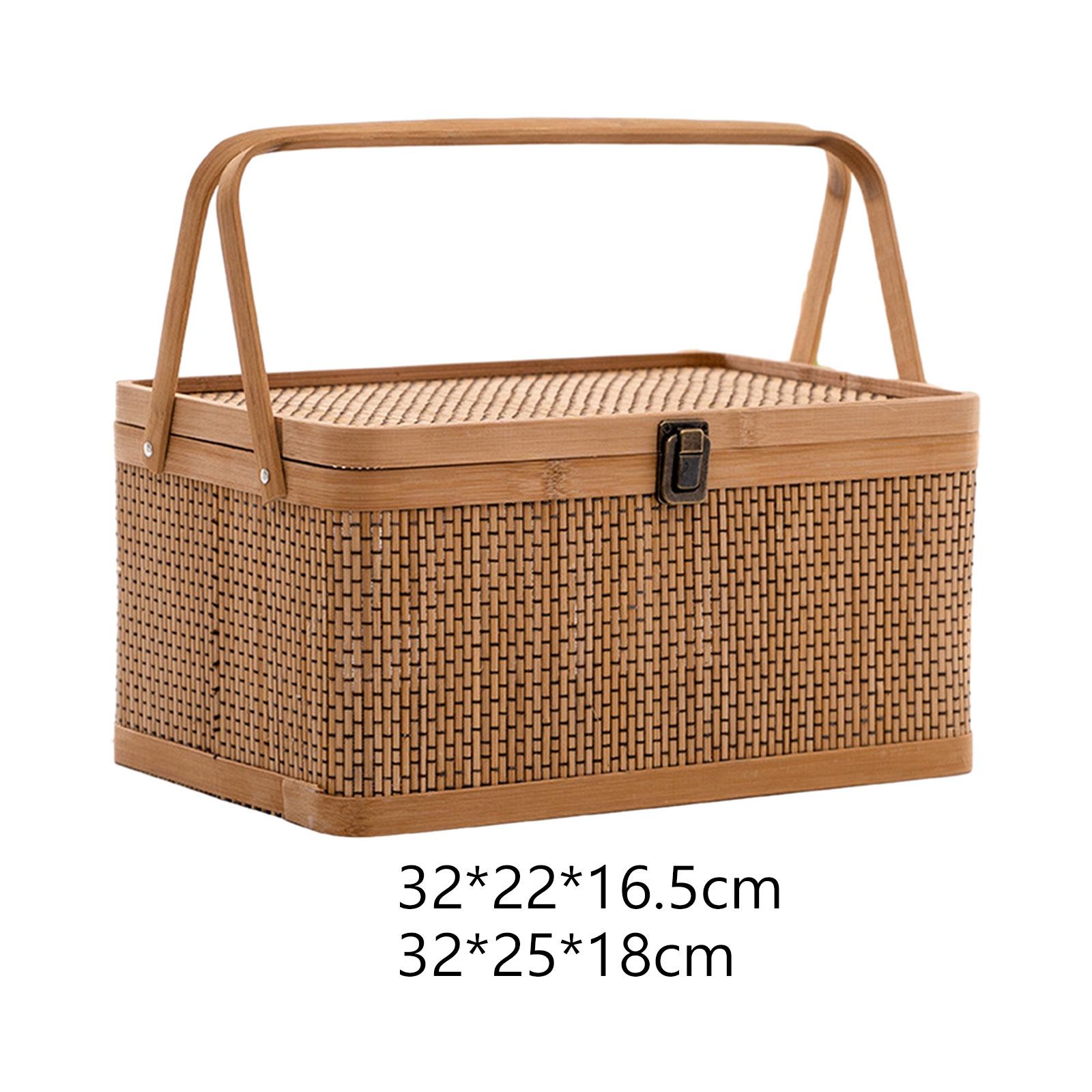Handcrafted Bamboo Picnic Bask - Snacks Food Hamper Basket 评论和价格