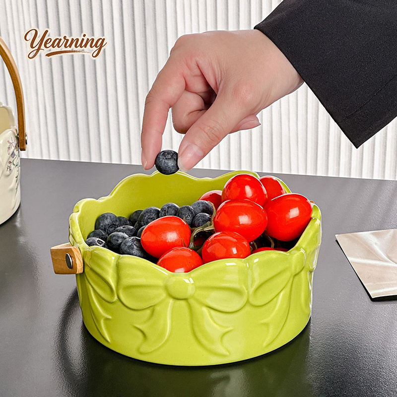 High End Bow Handle Ceramic Fr - Snacks Food Gift Baskets 评论和价格