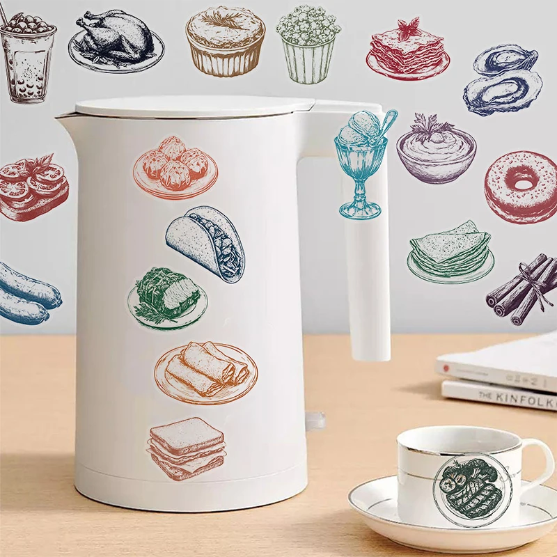50PCS Retro Food Stickers Set  - Yummy Food Snacks 评论和价格