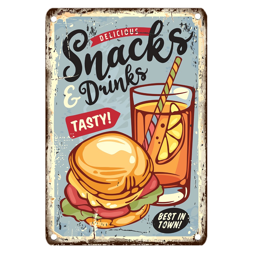 Vintage Food Metal Sign, 12x8  - Food Snacks With Iron 评论和价格