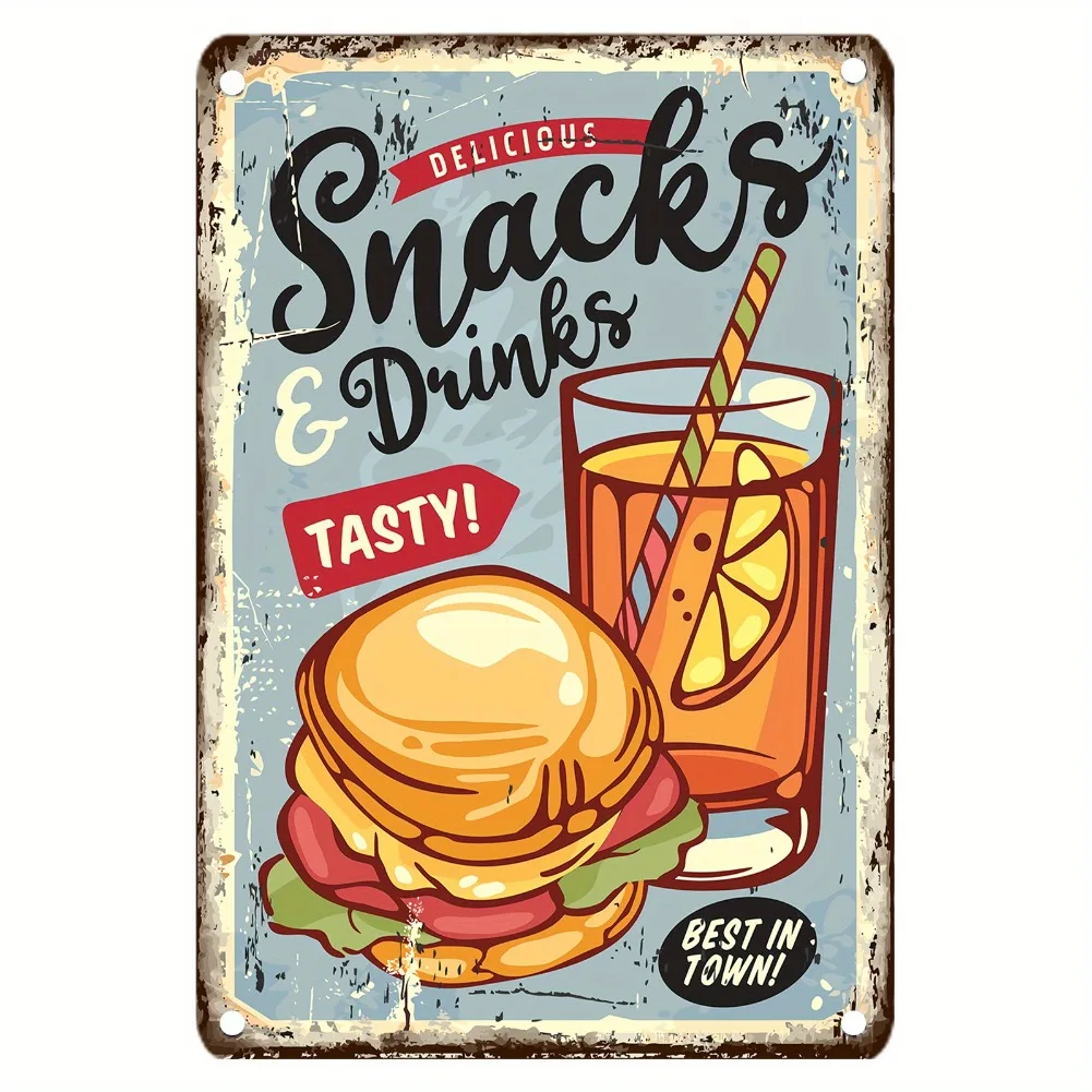 Vintage Food Metal Sign, 12x8  - Food Snacks With Iron 评论和价格