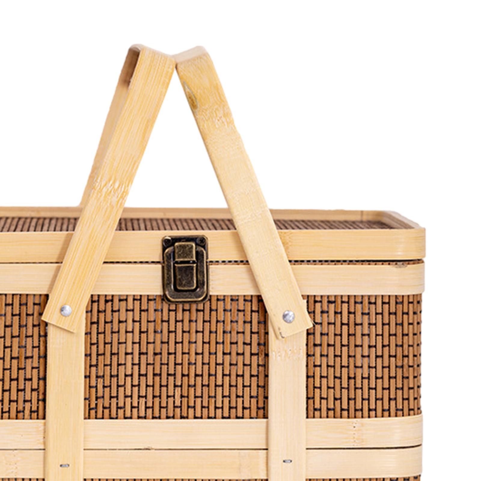 Woven Picnic Basket,Food Stora - Snacks Food Hamper Basket 评论和价格