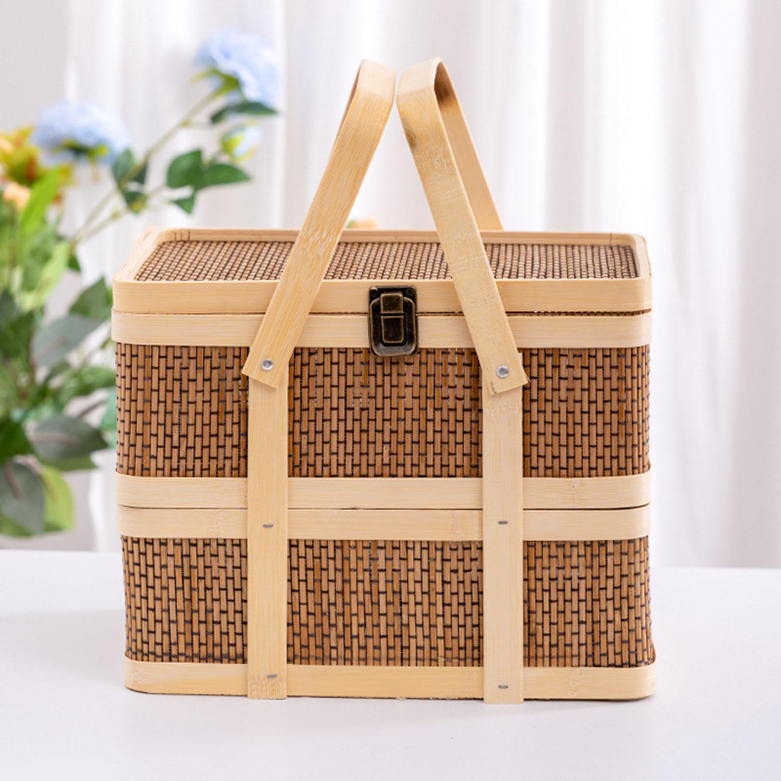 Woven Picnic Basket,Food Stora - Snacks Food Hamper Basket 评论和价格