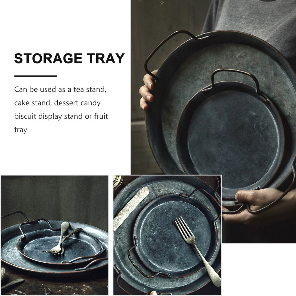 1Pcs Rustic Iron Storage Tray  - Food Snacks With Iron 评论和价格