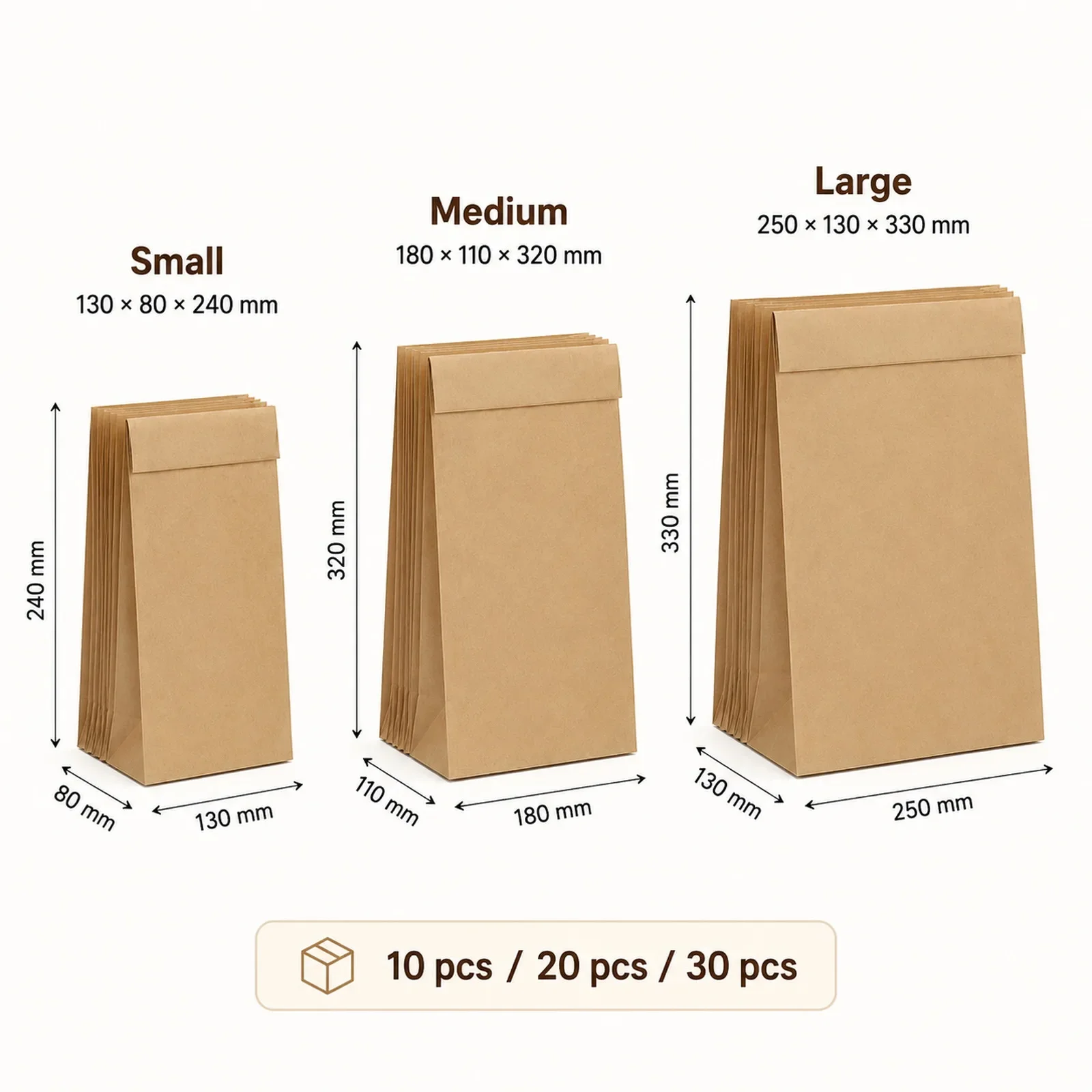 10-30Pcs Small Brown Kraft Pap - Food Snacks For School 评论和价格