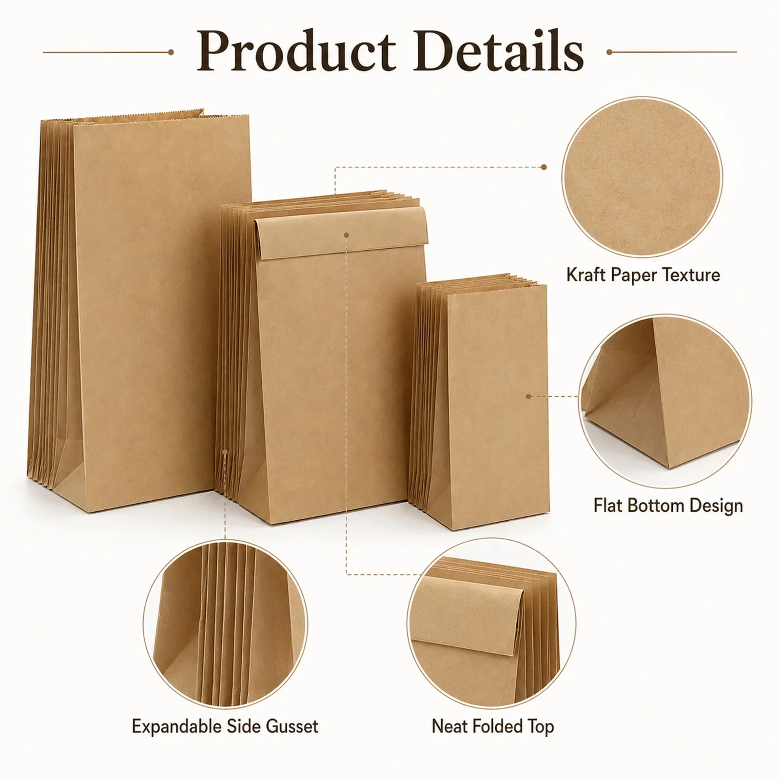 10-30Pcs Small Brown Kraft Pap - Food Snacks For School 评论和价格