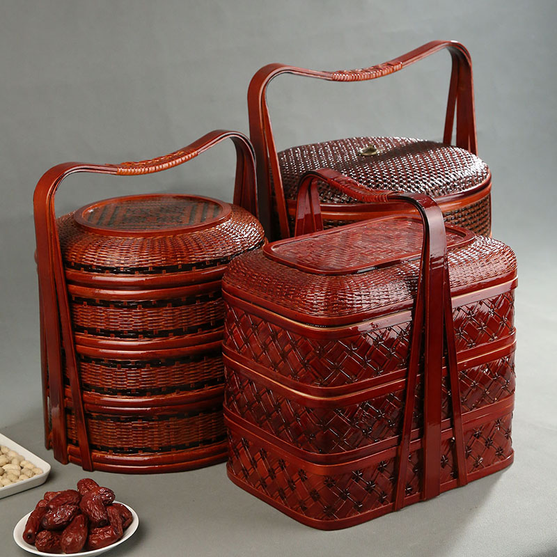 Bamboo Picnic Basket with Lid  - Snacks Food Hamper Basket 评论和价格