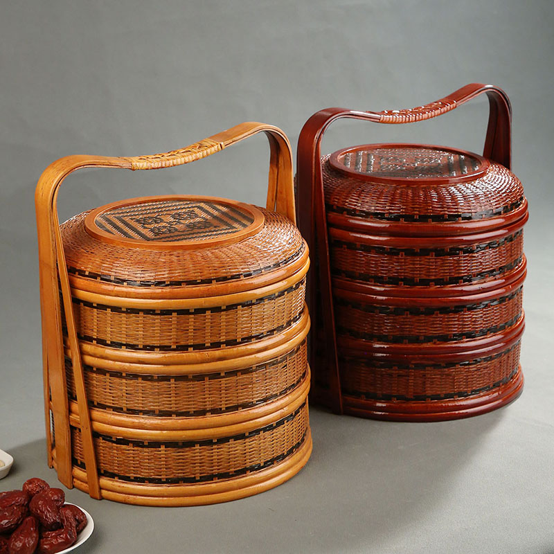 Bamboo Picnic Basket with Lid  - Snacks Food Hamper Basket 评论和价格